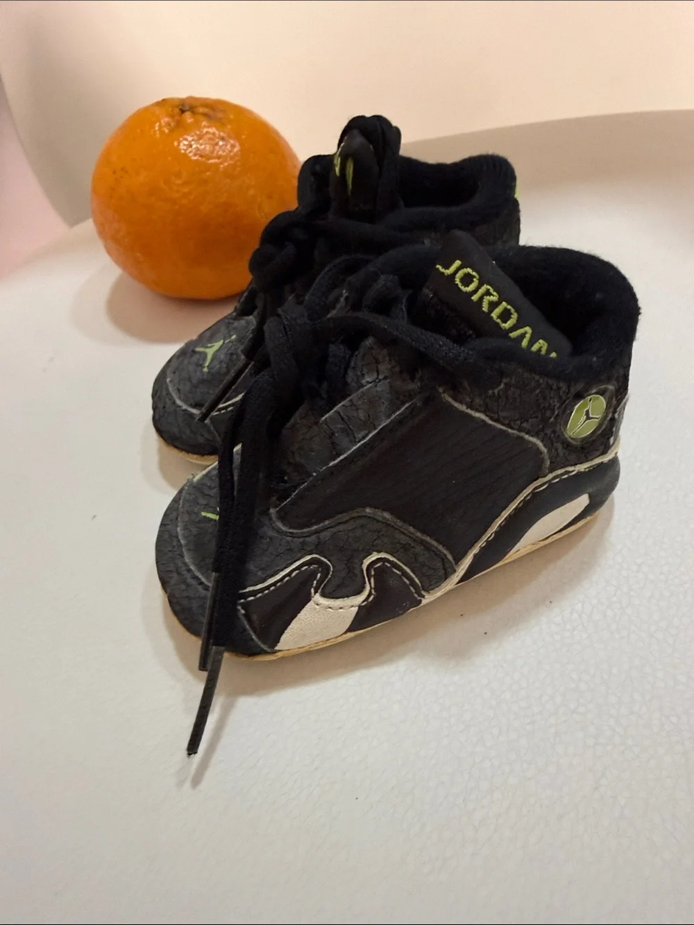 Jordan Black Toddler Sneakers with Lime Jumpman Accent